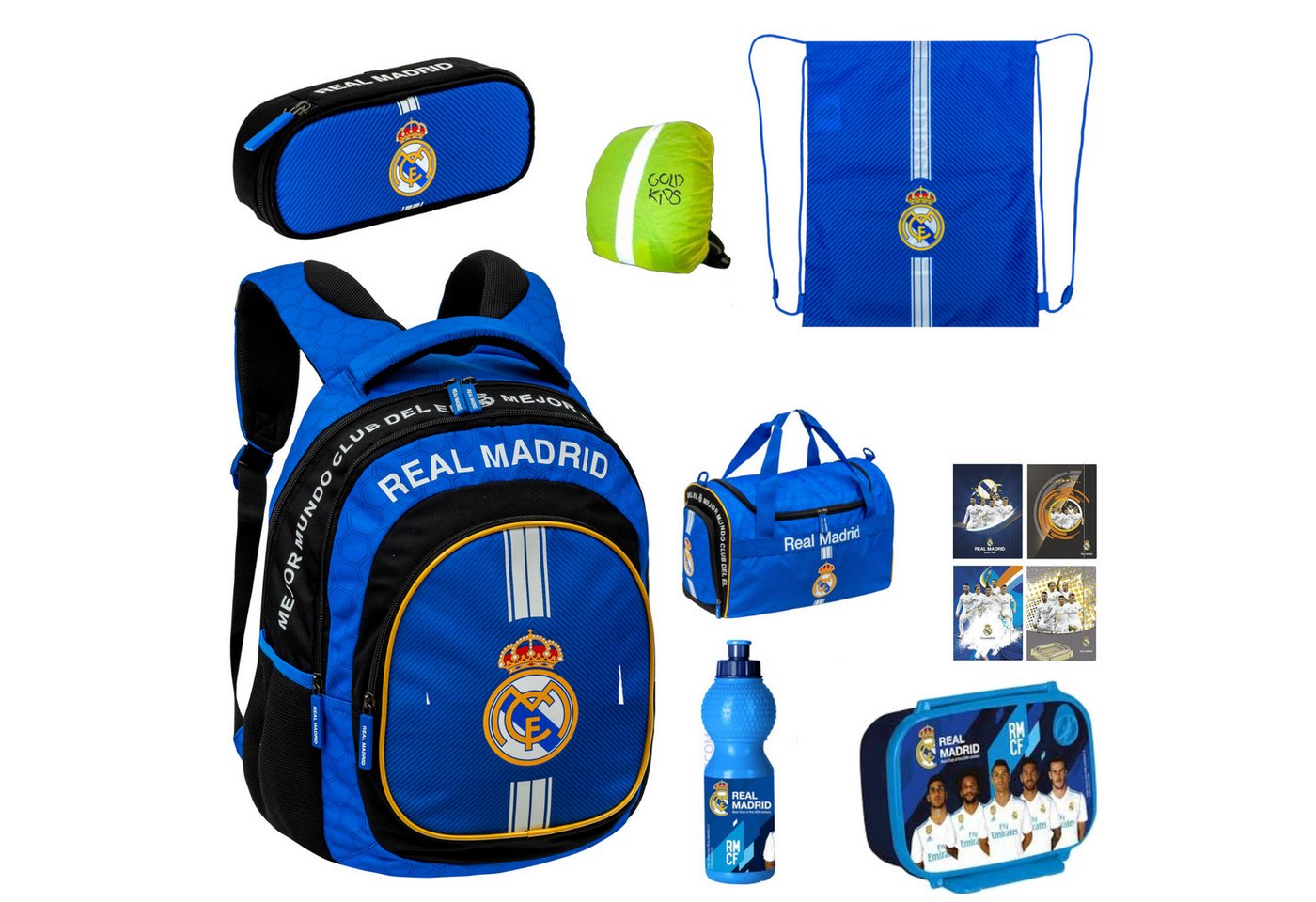 GOLDKIDS Schulranzen für Mädchen, 8er-Set - (Schul-Rucksack für Kinder mit Schlampermäppchen, 1-tlg., - Schuhbeutel Sporttasche und Regenschutz)