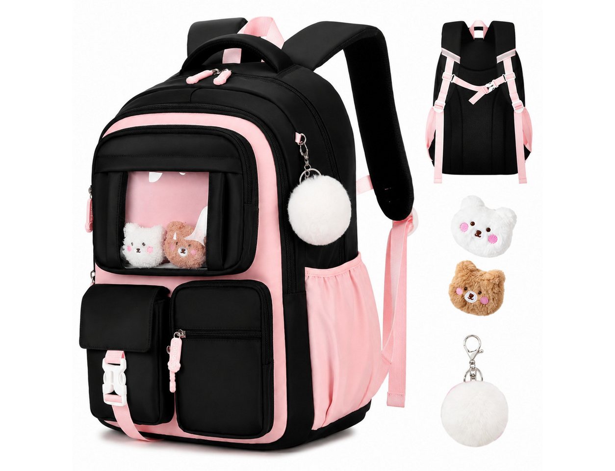MOPUEA Schulrucksack Atmungsaktiv Schulrucksack Rucksack Schultasche Büchertasche, Turnbeutel Lässiger Schulranzen Jungen Teenager Multi-Tasche Daypacks Bild 3