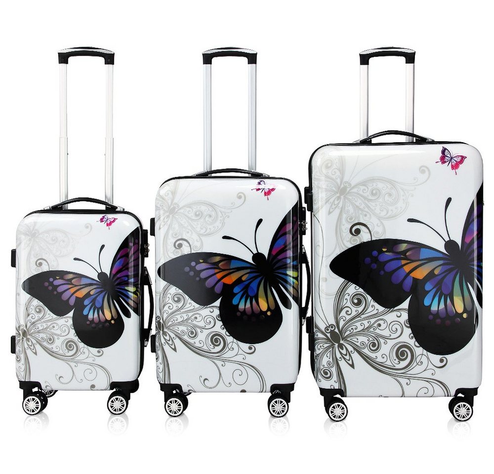 Deuba Trolleyset, Reisekoffer Trolley Koffer ABS PC Gehäuse Zwilllingsrolle Schloss