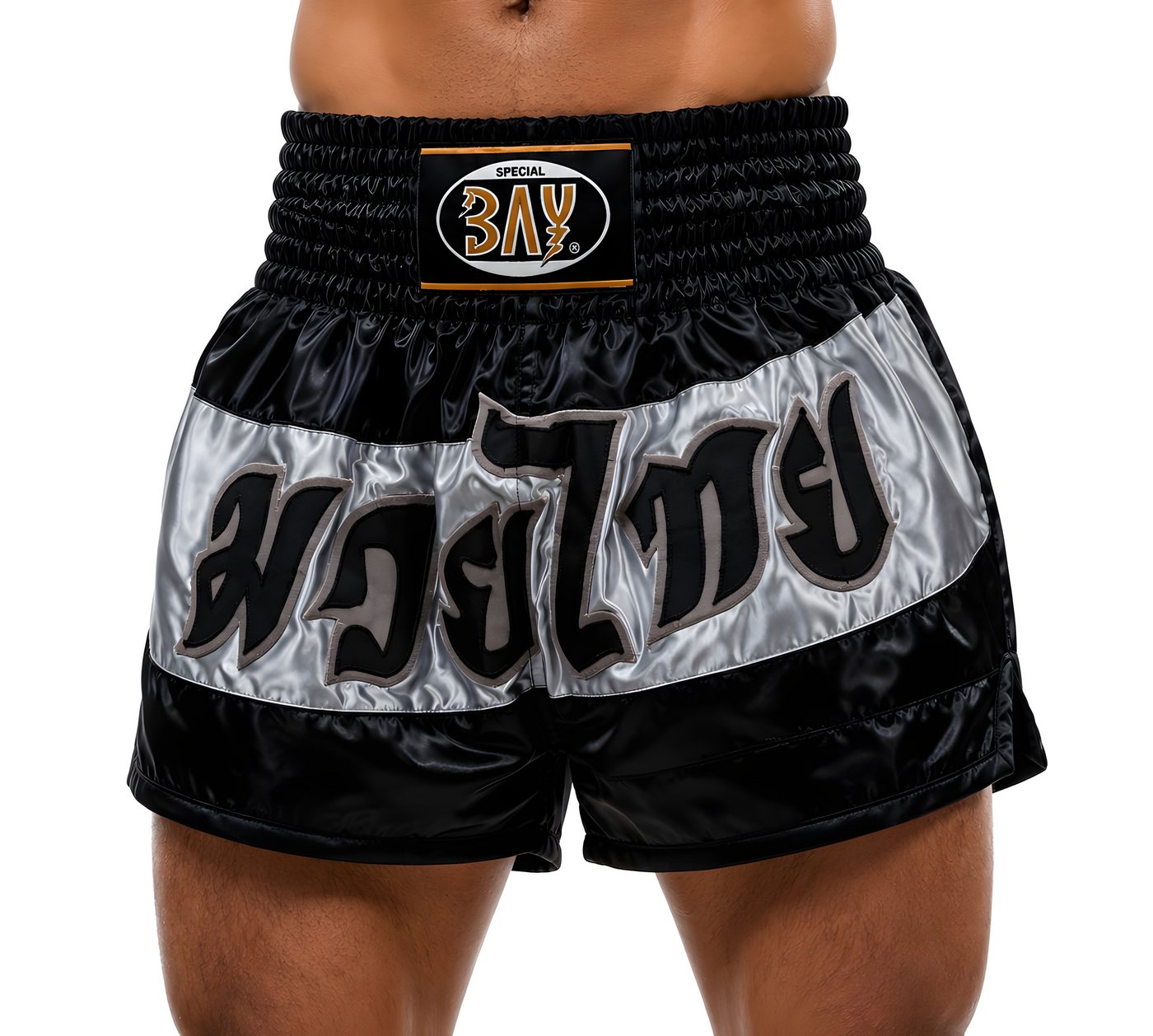 BAY-Sports Sporthose Fashion Thaiboxhose Thaiboxen Hose Shorts Muay Thai Kickboxen kurz Polyester, hochwertig veredelt, Traditional und elegant Bild 5