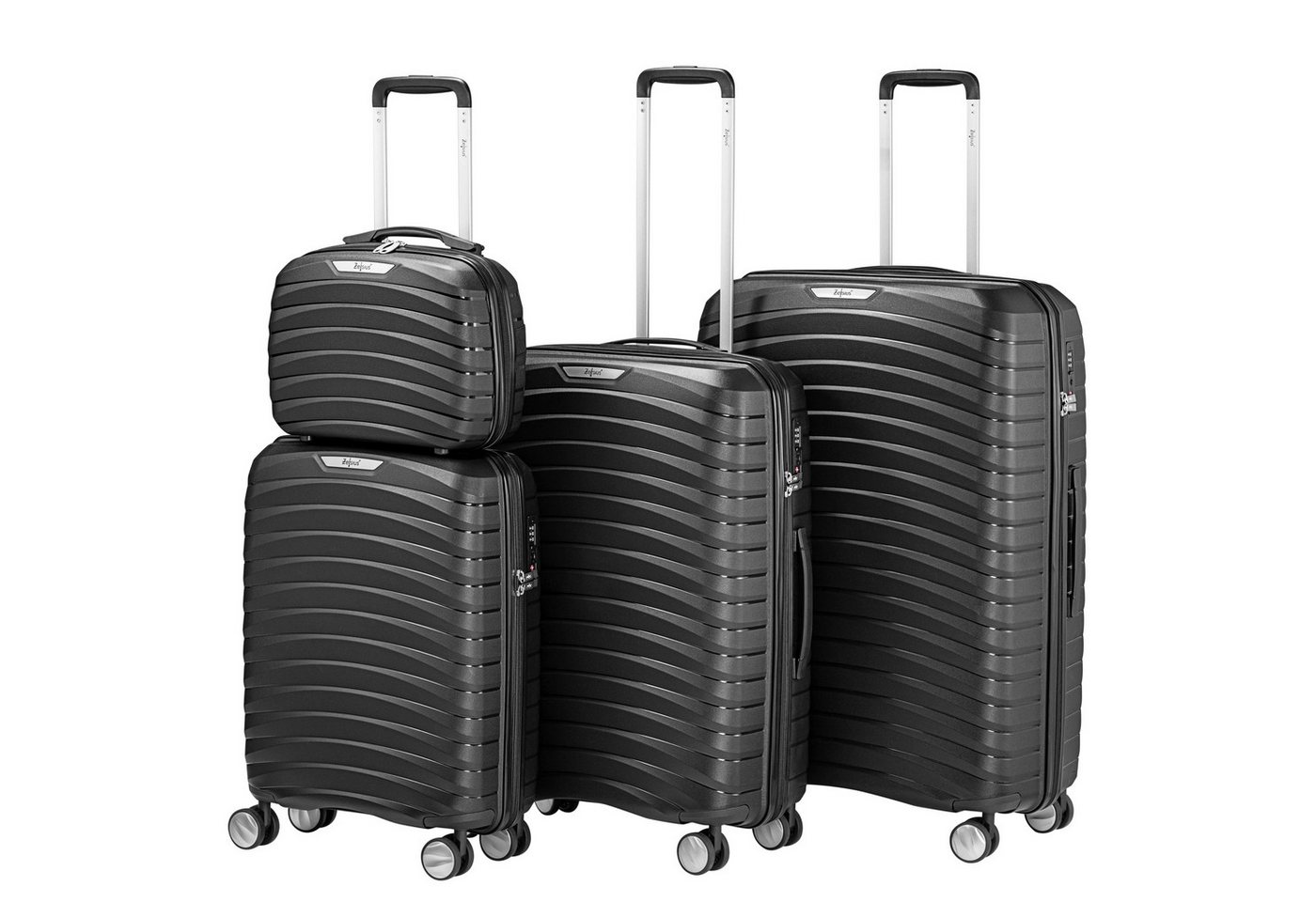 Zelsius Kofferset 4 Stück, Schwarz, Hartschalenkoffer mit TSA Zahlenschloss, Trennwand, 4 Rollen, (Set, 1 tlg., 4 teiliges Kofferset), 3-Ziffern-TSA-Kombinationsschloss Bild 5