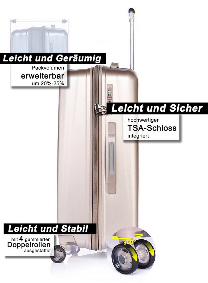 Verage Koffer Hartschalenkoffer Kinetic, weiterbarer Reisekoffer, 4 Rollen, Volumenerweiterung, leichter ABS Trolley, TSA-Zahlenschloss Koffer Bild 3