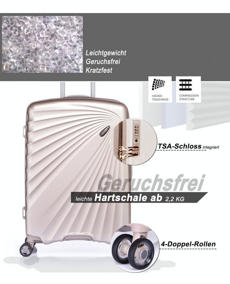 Verage Koffer Hartschalenkoffer Kinetic, weiterbarer Reisekoffer, 4 Rollen, Volumenerweiterung, leichter ABS Trolley, TSA-Zahlenschloss Koffer Bild 5