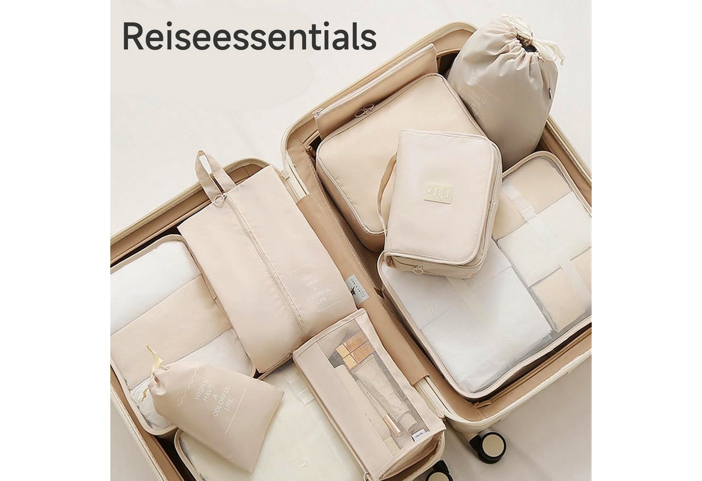 OSTWOLKE Kofferorganizer 11-teilig Koffer Organizer Set Packing Cubes für Urlaub Reisen, Wasserdicht, mit Kosmetiktasche, Schuhbeutel, Kulturbeutel Bild 2
