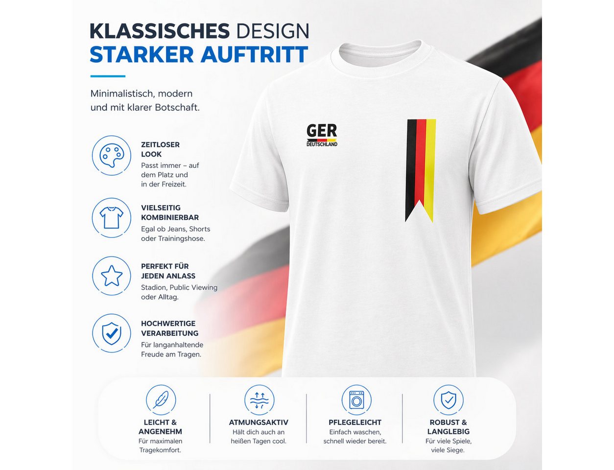 Outdoorn Fußballtrikot Deutschland T-Shirt WM 2026 – Fußball Weltmeisterschaft Trikot