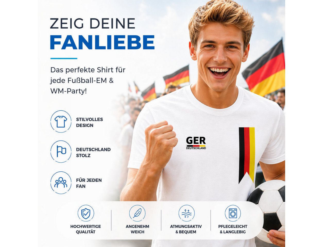 Outdoorn Fußballtrikot Deutschland T-Shirt WM 2026 – Fußball Weltmeisterschaft Trikot Bild 3