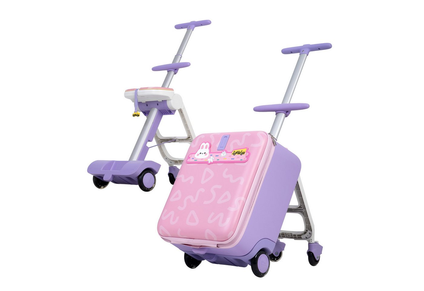 Jovikids Kinderkoffer 3-in-1-Reisekoffer mit Universalrollen & Armlehnen, 4 Rollen, für Kinder ab 3 Jahren, 38L großer Handgepäck-Trolley Bild 5