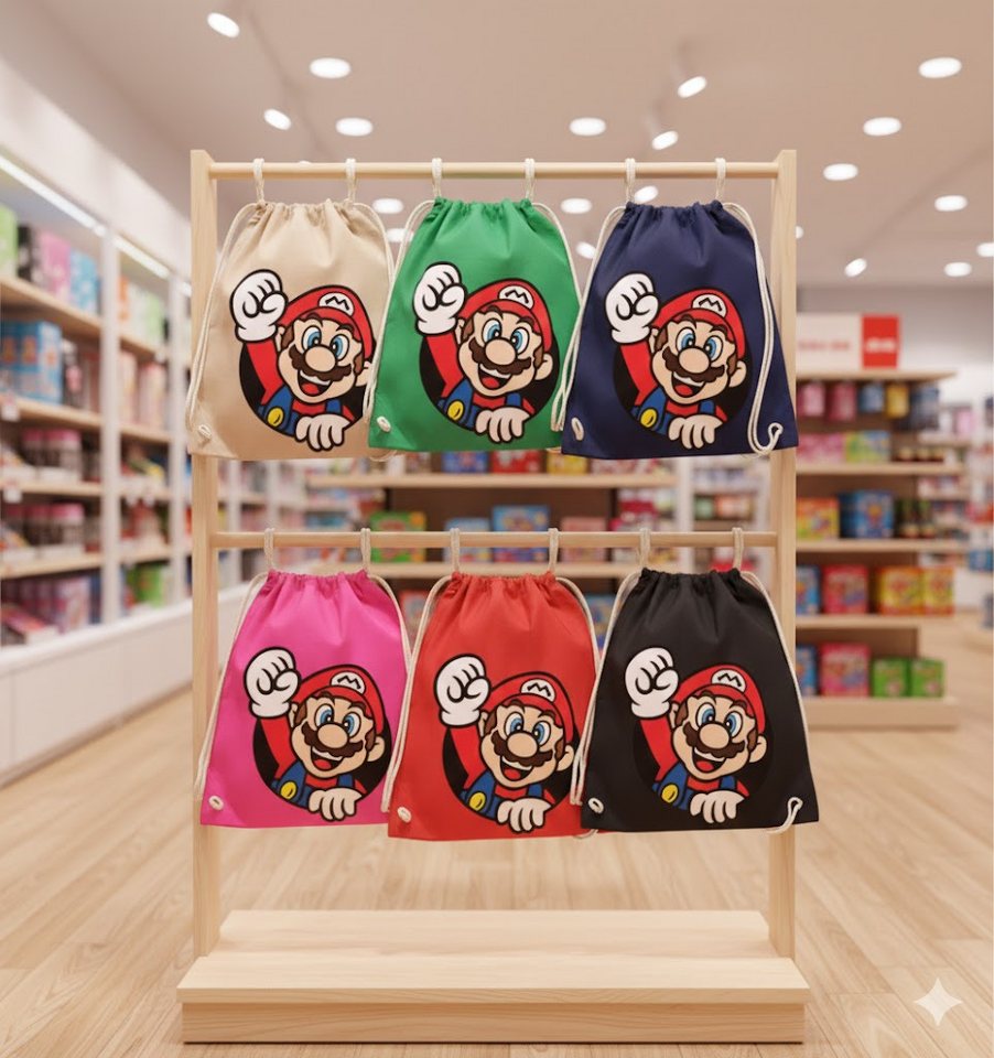 Blondie & Brownie Turnbeutel aus Baumwolle Mario Faut Retro Konsole Gaming, Super Mario Turnbeutel aus Baumwolle Retro Gaming langlebig stylisch Bild 3