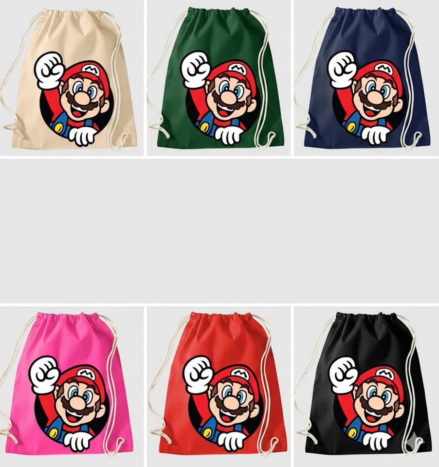 Blondie & Brownie Turnbeutel aus Baumwolle Mario Faut Retro Konsole Gaming, Super Mario Turnbeutel aus Baumwolle Retro Gaming langlebig stylisch Bild 4