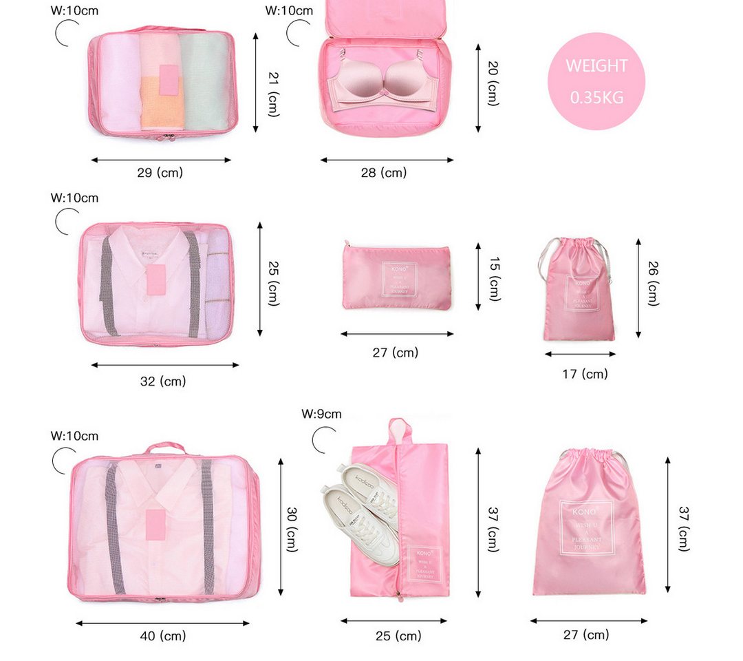 KONO Kofferorganizer Organizer Set 8-teilig für Koffer Kleidung platzsparend verpacken Bild 3