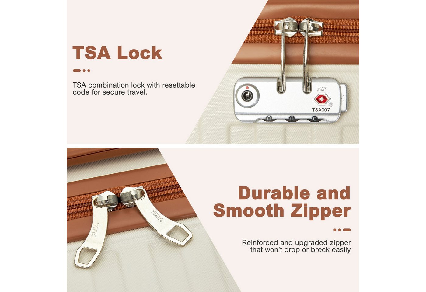 Supercase Trolley Leichter Hartschalenkoffer mit 4 Rollen, TSA-Schloss, Teleskopgriff Bild 2