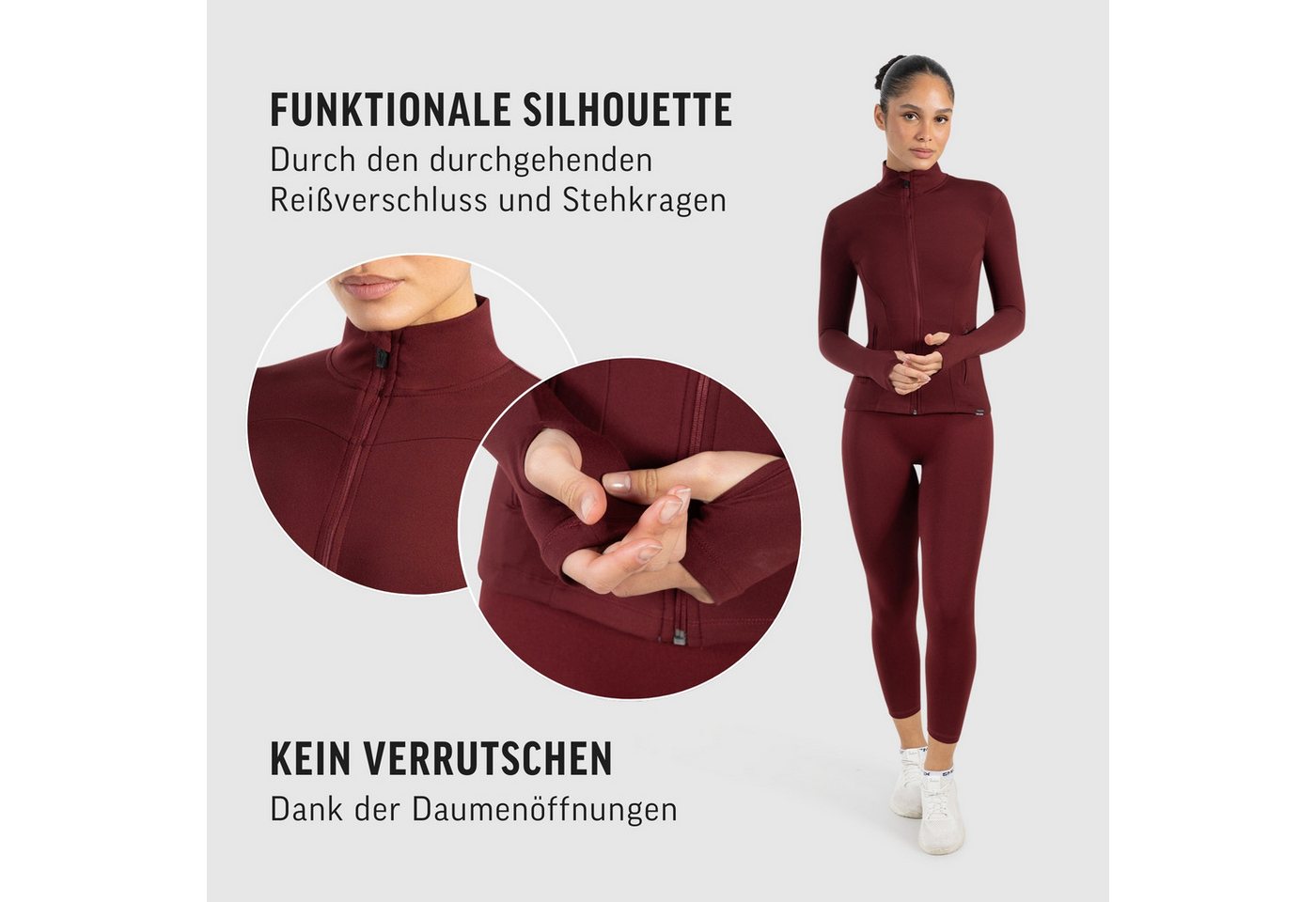 Smilodox Trainingsjacke Kenna, Sportjacke mit tailliertem Schnitt, Windbreaker Laufjacke Sport Oberteil Daumenlöcher Activewear Atmungsaktiv Freizeit Fitness
