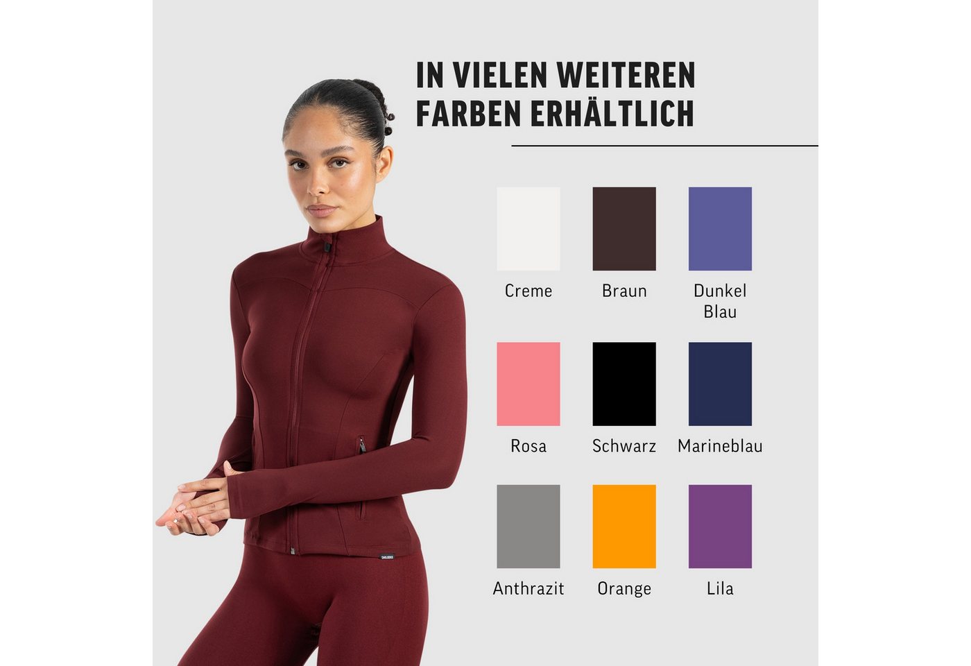 Smilodox Trainingsjacke Kenna, Sportjacke mit tailliertem Schnitt, Windbreaker Laufjacke Sport Oberteil Daumenlöcher Activewear Atmungsaktiv Freizeit Fitness Bild 5