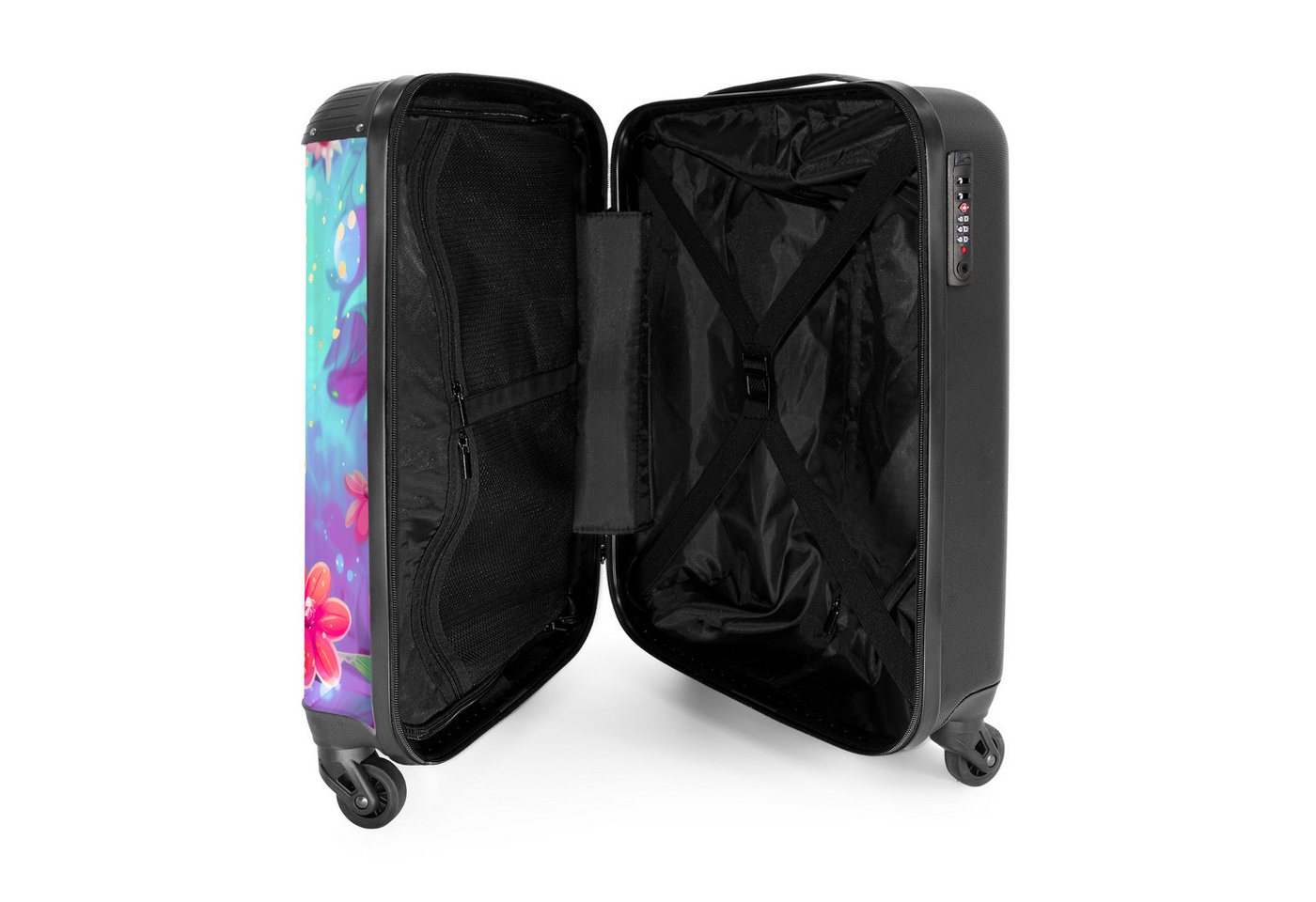 NoBoringSuitcases.com© Kinderkoffer Schmetterling - Blumen - Farbenfroh 55x35x20cm, 4 Rollen, Reisetasche mit Rollen, Koffer Handgepäck Flugzeug Bild 5