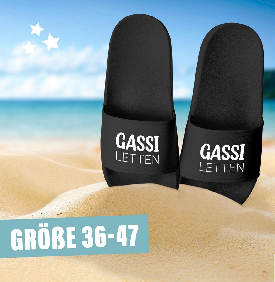 MoonWorks Badeschlappen Gassi-Letten Badelatschen Unisex mit Aufdruck Geschenk Badesandale