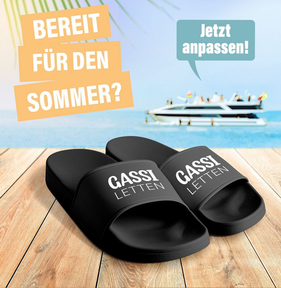 MoonWorks Badeschlappen Gassi-Letten Badelatschen Unisex mit Aufdruck Geschenk Badesandale Bild 4