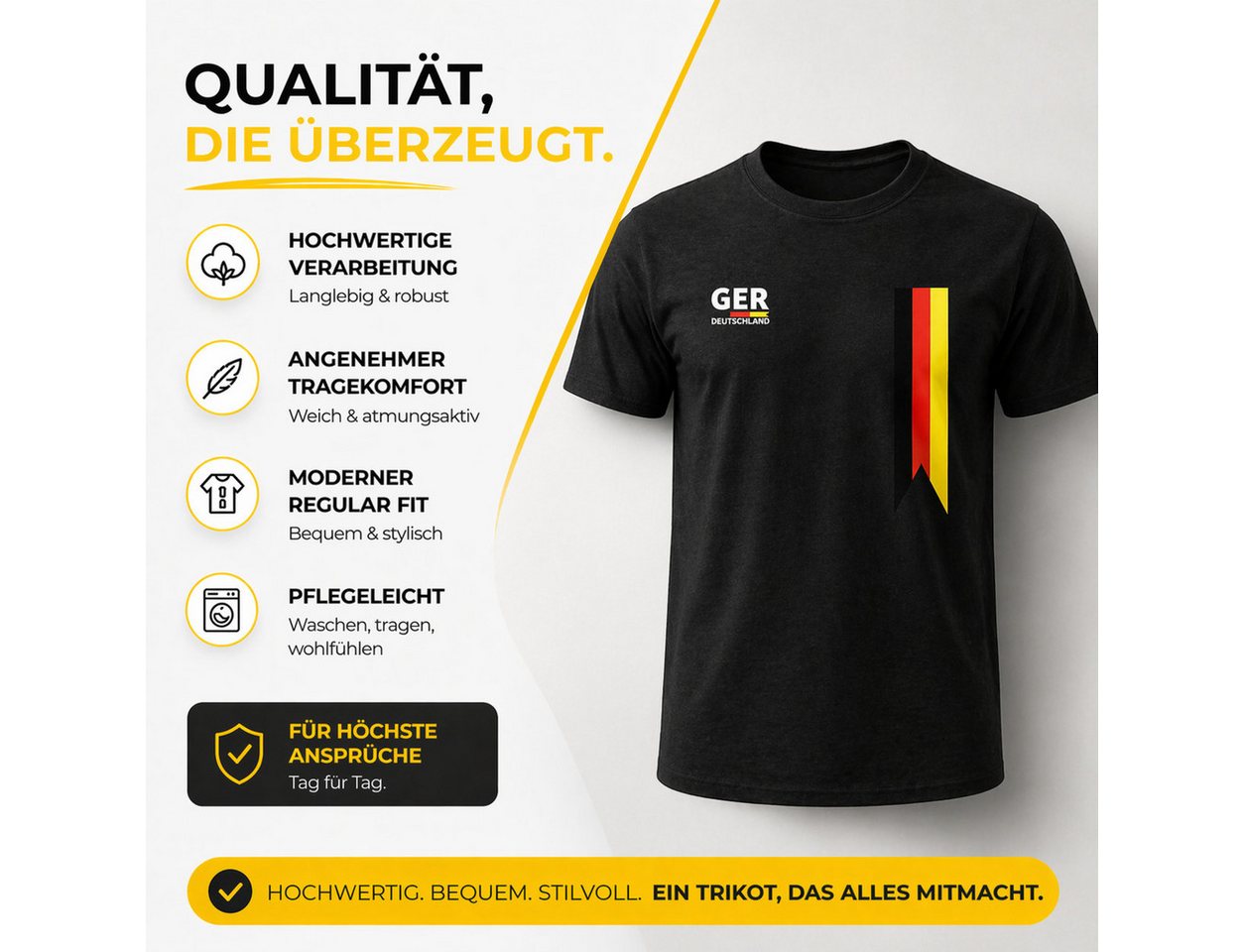 Athlejoy Fußballtrikot WM 2026 Deutschland Trikot – Fußball T-Shirt mit Flagge Bild 3