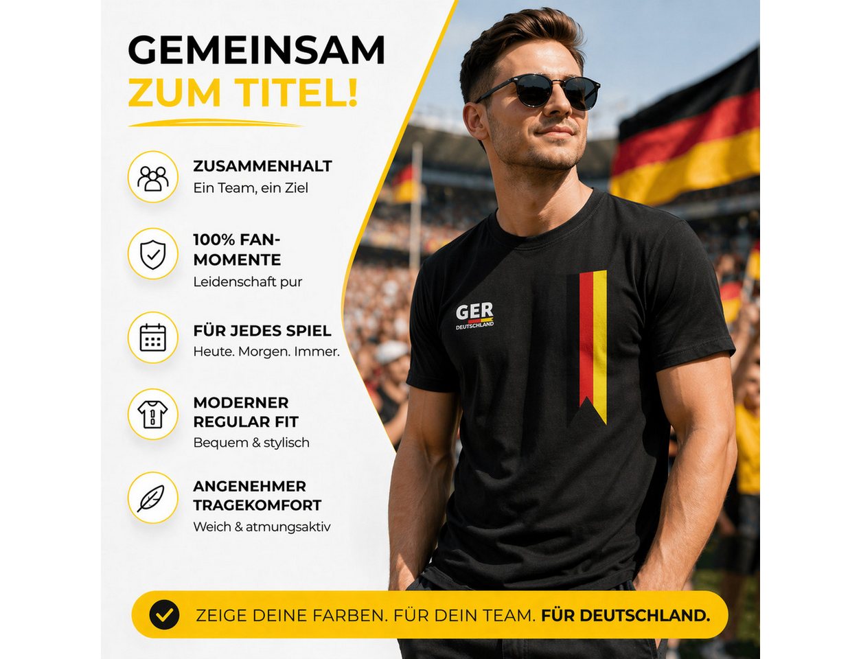 Athlejoy Fußballtrikot WM 2026 Deutschland Trikot – Fußball T-Shirt mit Flagge Bild 4