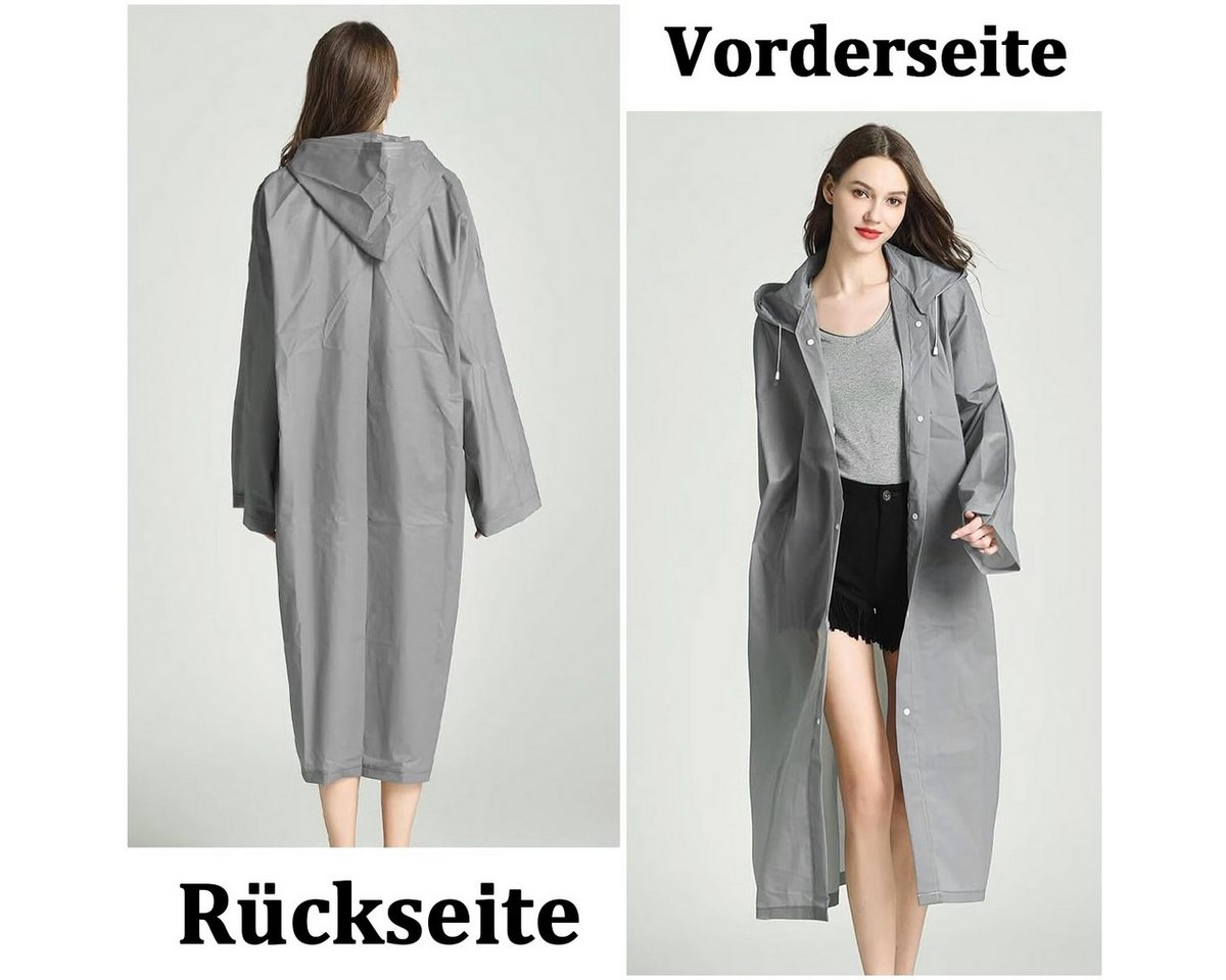 MOPUEA Regenmantel Regenmantel 2 Stück Durchsichtiger Regenponcho für Erwachsene (Set, 2-tlg., leicht, tragbar und wiederverwendbar) Vielseitiges Design mit Kapuze und elastischen Bündchen, windfest.