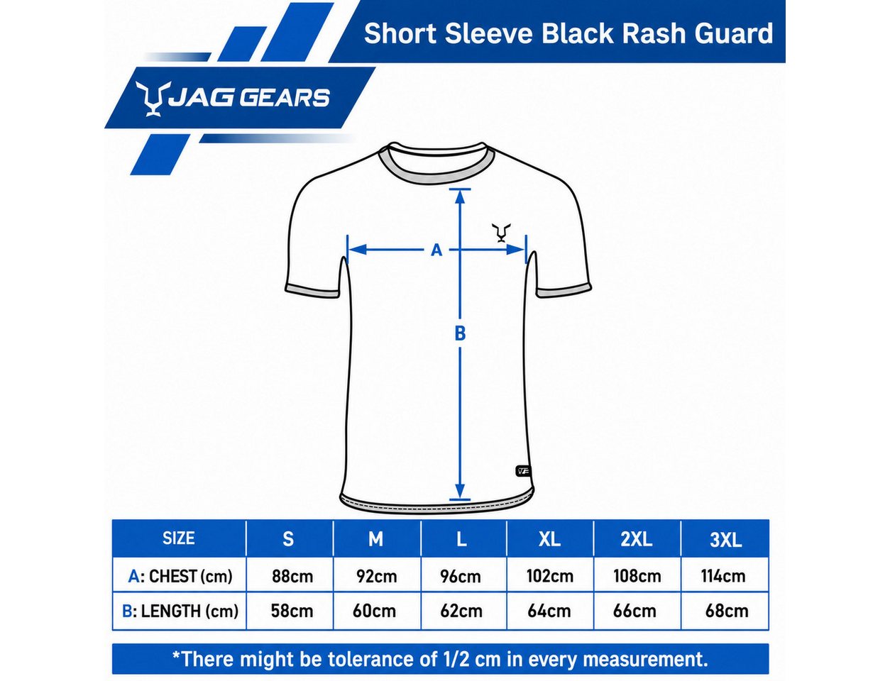 JAG GEARS Rash Guard Jag Gears Compression Rash Guard Herren – Kurzarm Funktionsshirt, (Set, 1er-pack) Geeignet für MMA Kickboxen, Muay Thai, Sparring, Training und Wettkamp