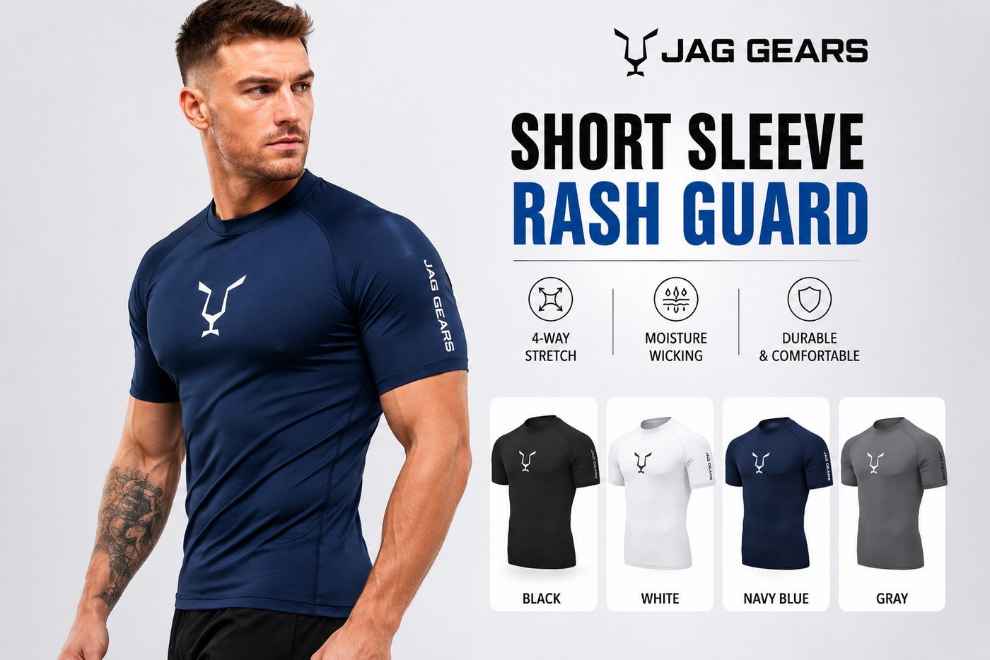 JAG GEARS Rash Guard Jag Gears Compression Rash Guard Herren – Kurzarm Funktionsshirt, (Set, 1er-pack) Geeignet für MMA Kickboxen, Muay Thai, Sparring, Training und Wettkamp Bild 2