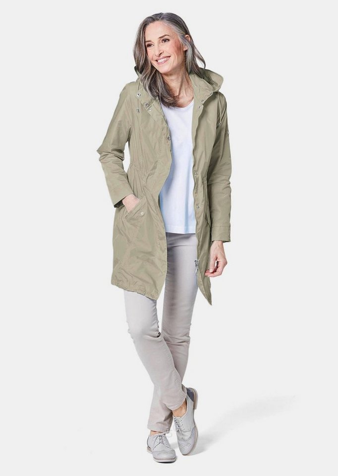 GOLDNER Outdoorjacke Kurzgröße: Modischer Regenparka mit Kapuze Individuelle Weitenregulierung durch Tunnelzüge und variablen Kragen Bild 2