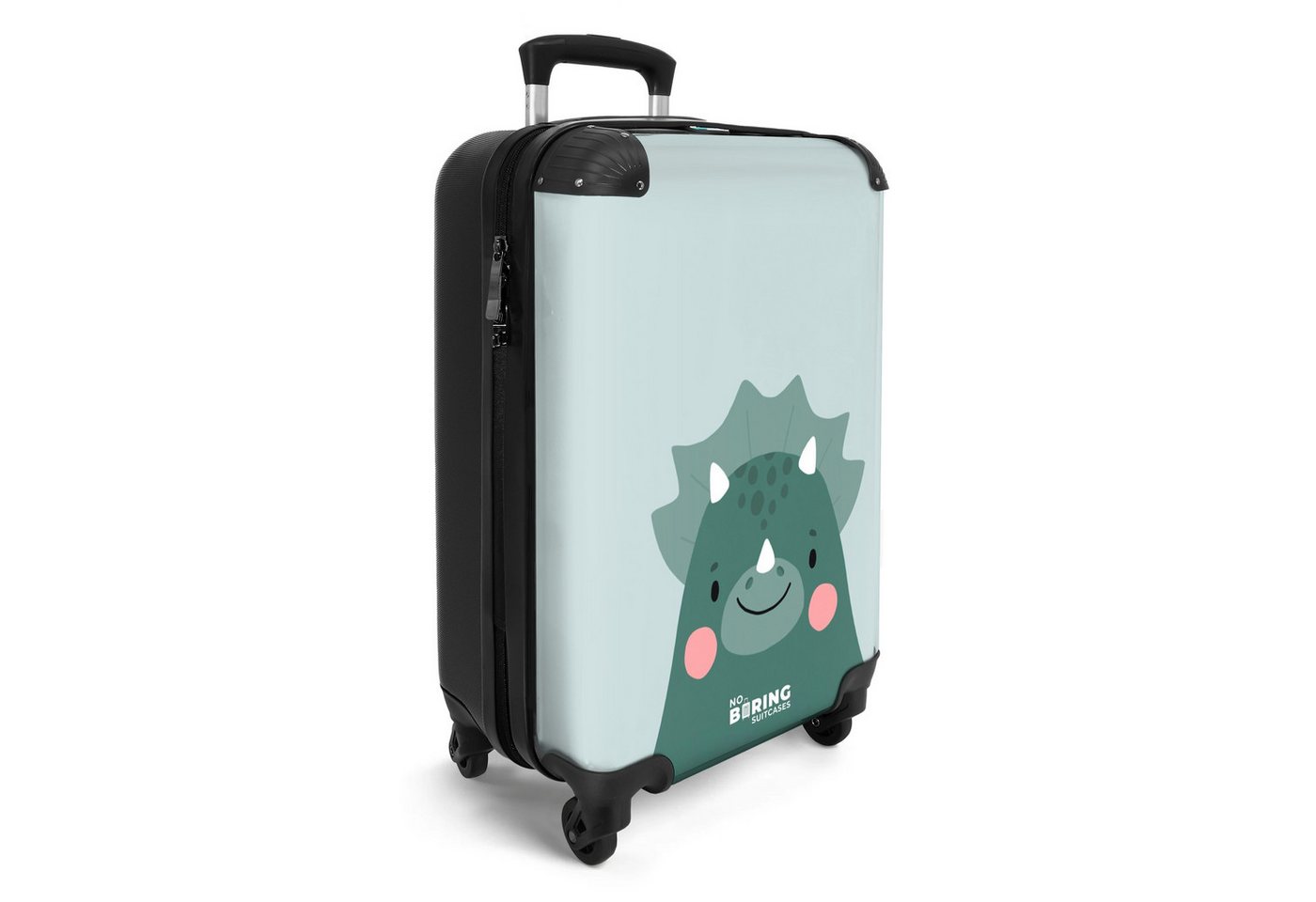 NoBoringSuitcases.com© Kinderkoffer Dino - Grün - Tiere - Jungen - Design 55x35x20cm, Kinder Koffer Klein, Trolley Handgepäck, Reisekoffer