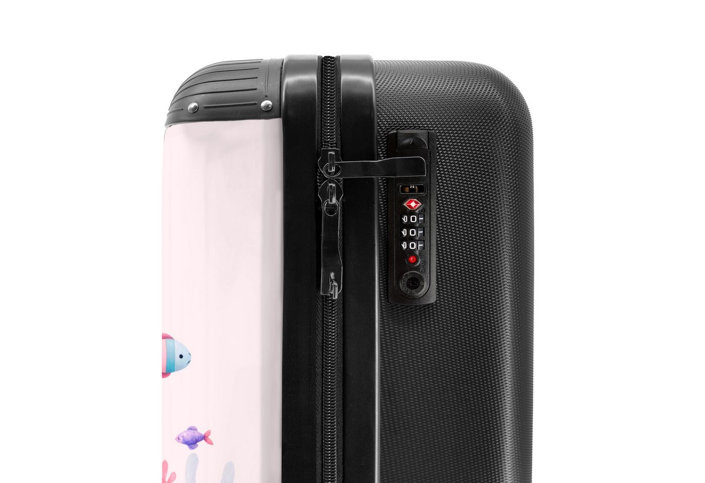 NoBoringSuitcases.com© Kinderkoffer Meerjungfrau umgeben von Fischen und Korallen 55x35x20cm, 4 Rollen, Handgepäck-Koffer, Kinderkoffer, Reisekoffer Mädchen Bild 5