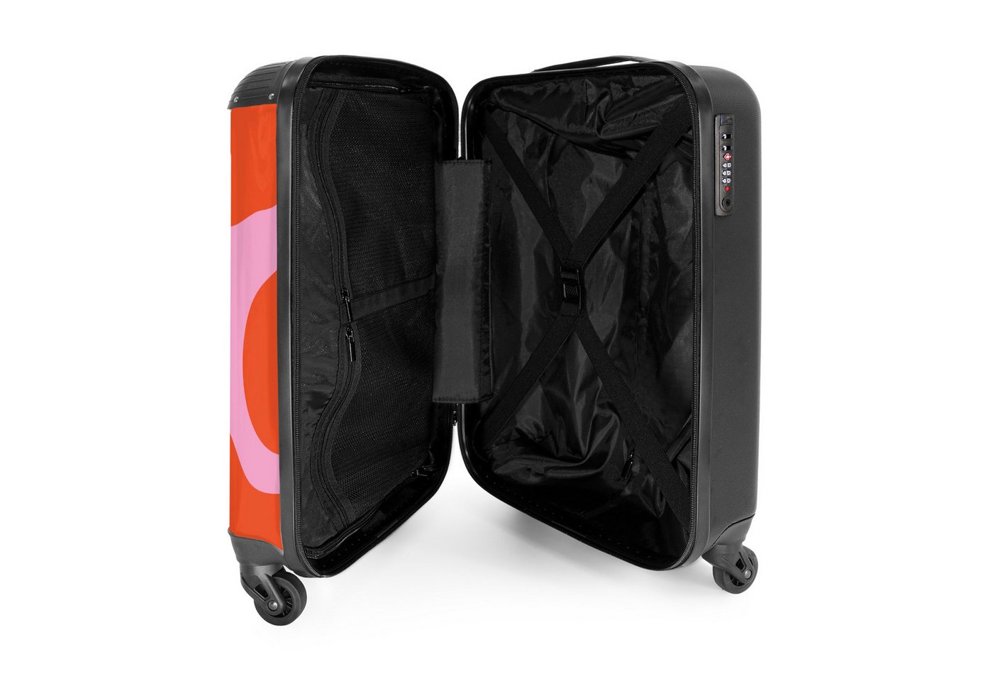 NoBoringSuitcases.com© Hartschalen-Trolley Rosa mit roten Flecken 55x35x20cm, 4 Rollen, Handgepäck Koffer & Trolleys, Luggage, Reisekoffer Frauen
