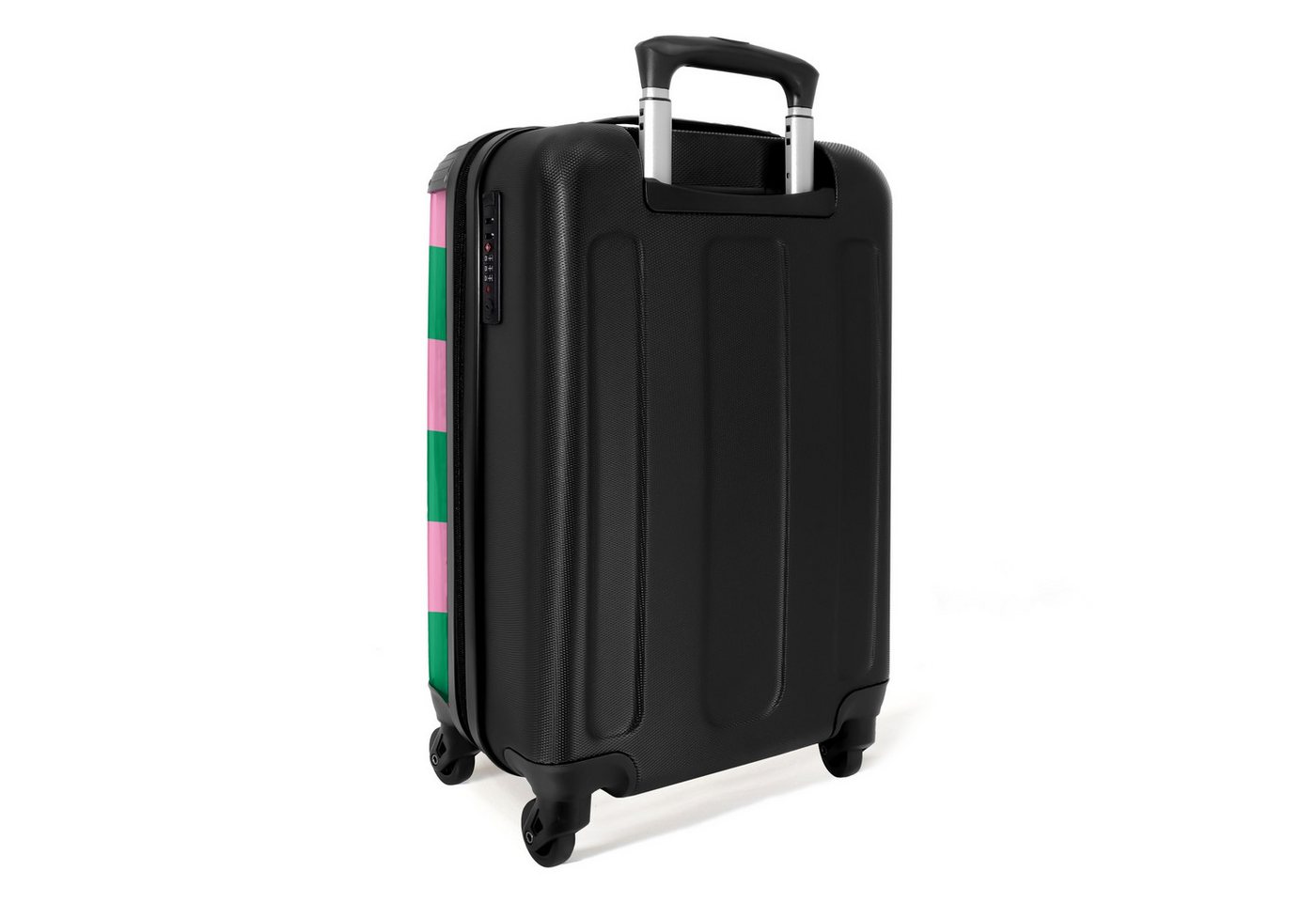 NoBoringSuitcases.com© Hartschalen-Trolley Rosa mit grünem Schachbrettmuster 55x35x20cm, Handgepäck Koffer & Trolleys, Luggage, Reisekoffer Frauen Bild 4