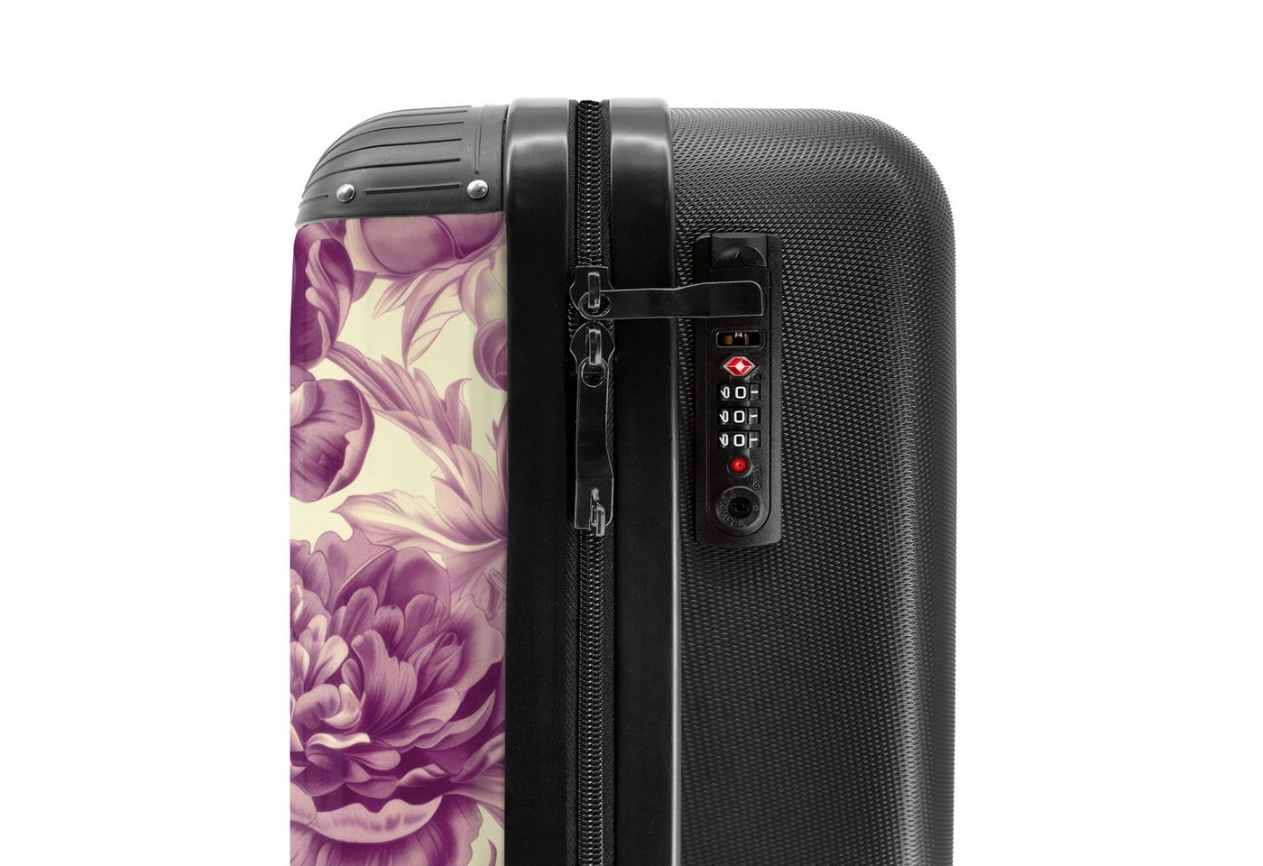 NoBoringSuitcases.com© Hartschalen-Trolley Weiß mit violetten Blüten 55x35x20cm, Handgepäck Koffer & Trolleys, Luggage, Reisekoffer Frauen Bild 3