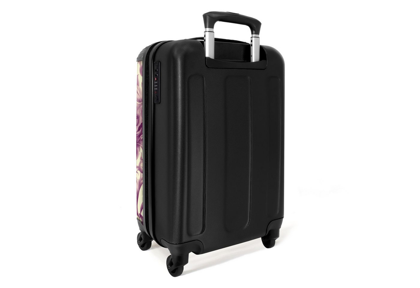 NoBoringSuitcases.com© Hartschalen-Trolley Weiß mit violetten Blüten 55x35x20cm, Handgepäck Koffer & Trolleys, Luggage, Reisekoffer Frauen Bild 4