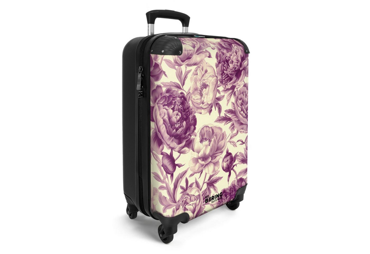 NoBoringSuitcases.com© Hartschalen-Trolley Weiß mit violetten Blüten 55x35x20cm, Handgepäck Koffer & Trolleys, Luggage, Reisekoffer Frauen Bild 5