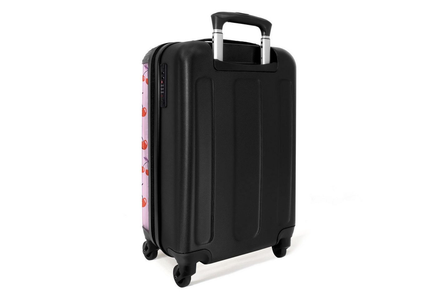 NoBoringSuitcases.com© Hartschalen-Trolley Lila mit roten Kirschen 55x35x20cm, Handgepäck Koffer & Trolleys, Luggage, Reisekoffer Frauen Bild 3