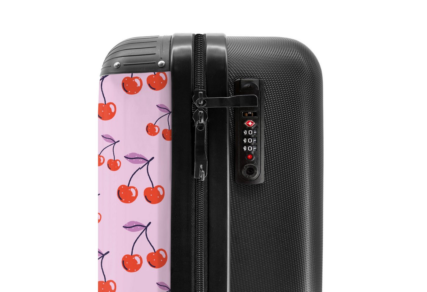 NoBoringSuitcases.com© Hartschalen-Trolley Lila mit roten Kirschen 55x35x20cm, Handgepäck Koffer & Trolleys, Luggage, Reisekoffer Frauen Bild 5