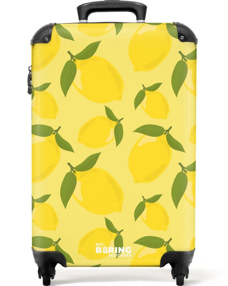 NoBoringSuitcases.com© Hartschalen-Trolley Pastellgelb mit Zitronen 55x35x20cm, 4 Rollen, Handgepäck Koffer & Trolleys, Luggage, Reisekoffer Frauen