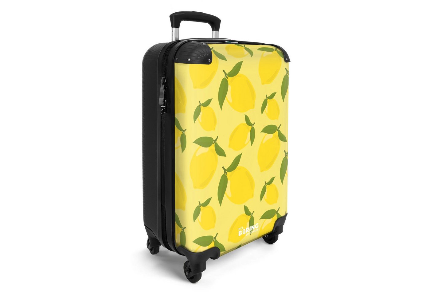 NoBoringSuitcases.com© Hartschalen-Trolley Pastellgelb mit Zitronen 55x35x20cm, 4 Rollen, Handgepäck Koffer & Trolleys, Luggage, Reisekoffer Frauen Bild 2
