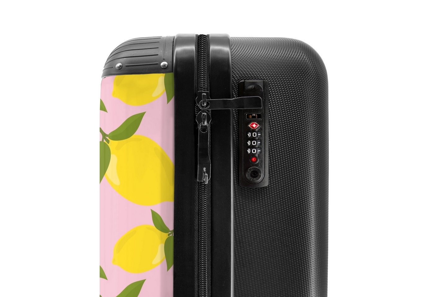 NoBoringSuitcases.com© Hartschalen-Trolley Pastellrosa mit Zitronen 55x35x20cm, Handgepäck Koffer & Trolleys, Luggage, Reisekoffer Frauen