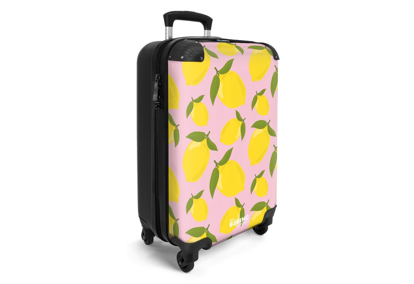 NoBoringSuitcases.com© Hartschalen-Trolley Pastellrosa mit Zitronen 55x35x20cm, Handgepäck Koffer & Trolleys, Luggage, Reisekoffer Frauen Bild 2