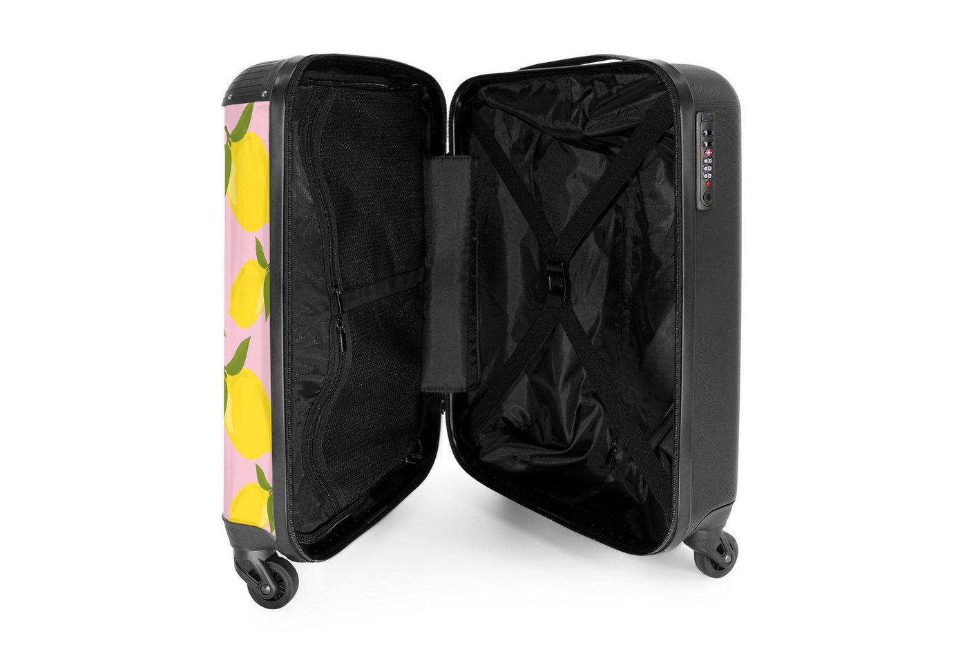 NoBoringSuitcases.com© Hartschalen-Trolley Pastellrosa mit Zitronen 55x35x20cm, Handgepäck Koffer & Trolleys, Luggage, Reisekoffer Frauen Bild 3