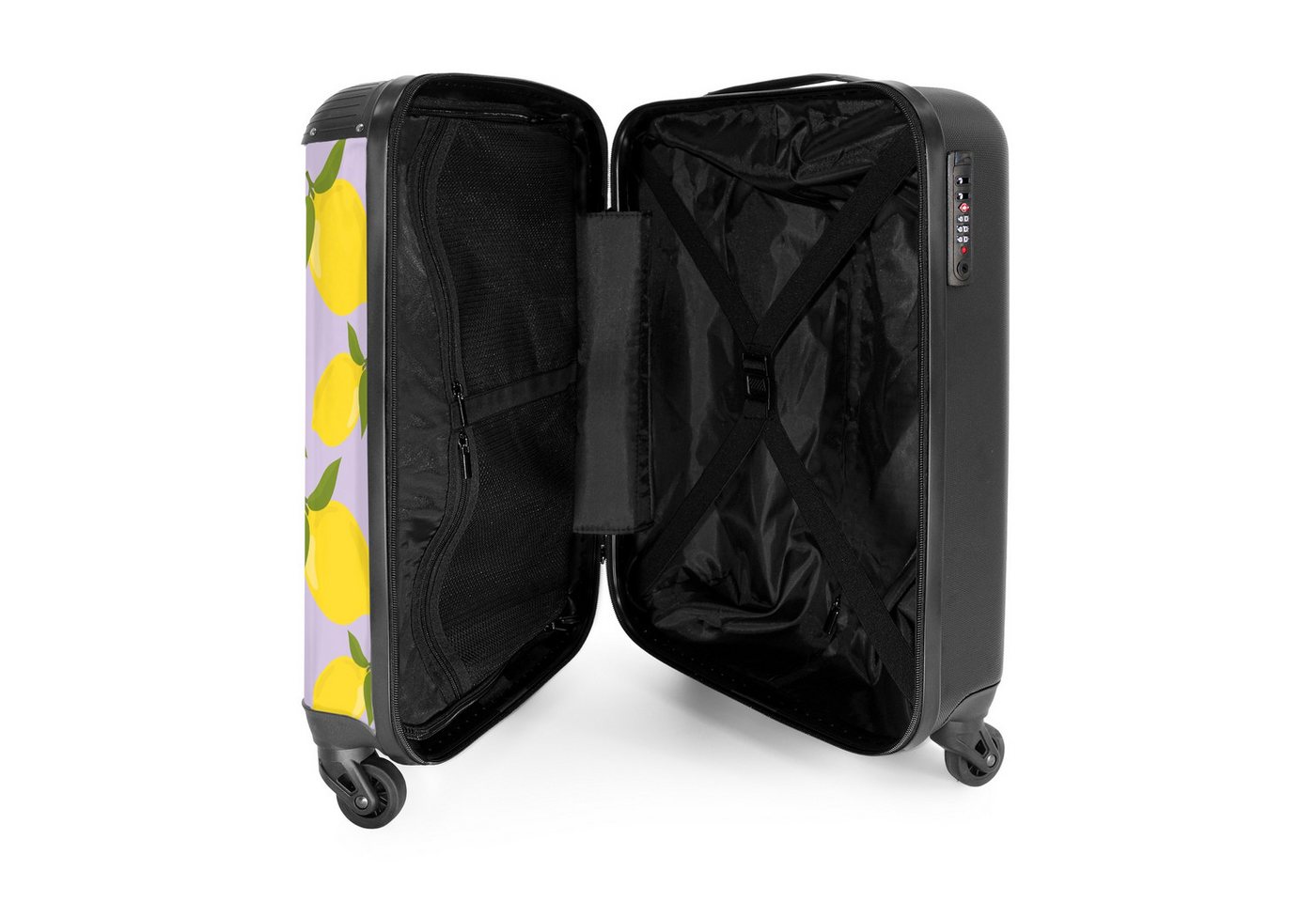 NoBoringSuitcases.com© Hartschalen-Trolley Pastellviolett mit Zitronen 55x35x20cm, Handgepäck Koffer & Trolleys, Luggage, Reisekoffer Frauen