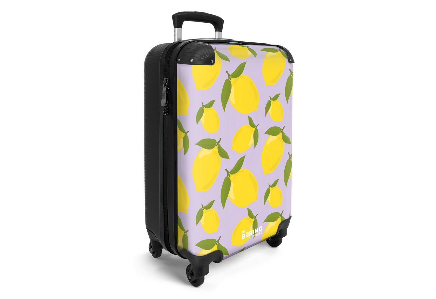 NoBoringSuitcases.com© Hartschalen-Trolley Pastellviolett mit Zitronen 55x35x20cm, Handgepäck Koffer & Trolleys, Luggage, Reisekoffer Frauen Bild 2