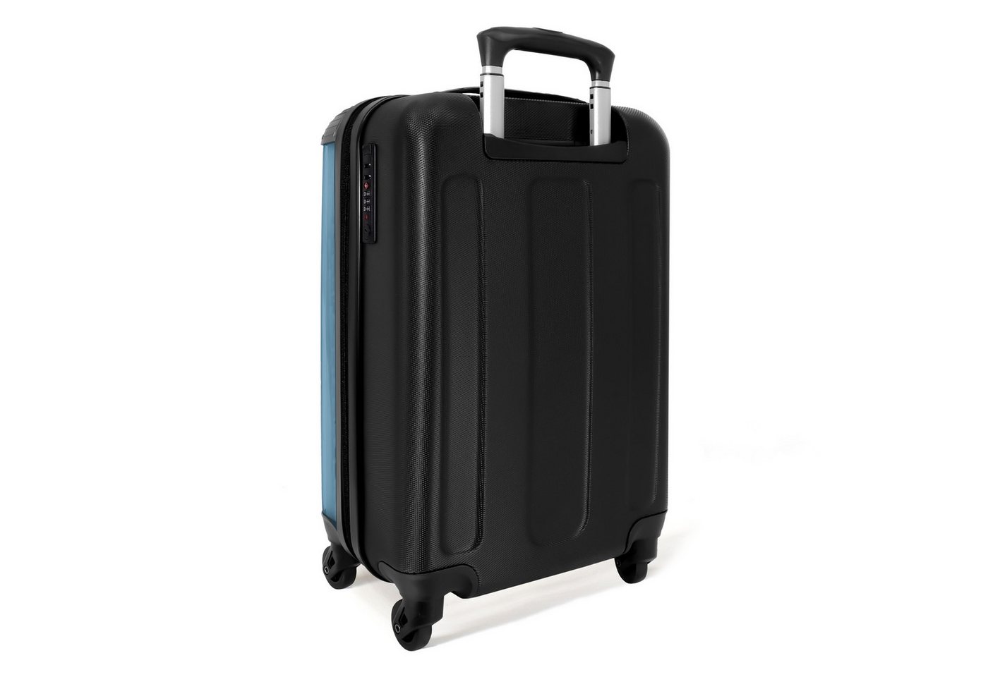 NoBoringSuitcases.com© Hartschalen-Trolley Blau mit Zitat "Tu, was dich glücklich macht". 55x35x20cm, Handgepäck Koffer & Trolleys, Luggage, Reisekoffer Frauen