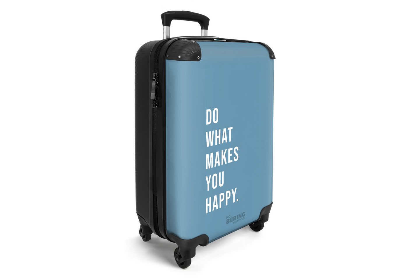 NoBoringSuitcases.com© Hartschalen-Trolley Blau mit Zitat "Tu, was dich glücklich macht". 55x35x20cm, Handgepäck Koffer & Trolleys, Luggage, Reisekoffer Frauen Bild 2