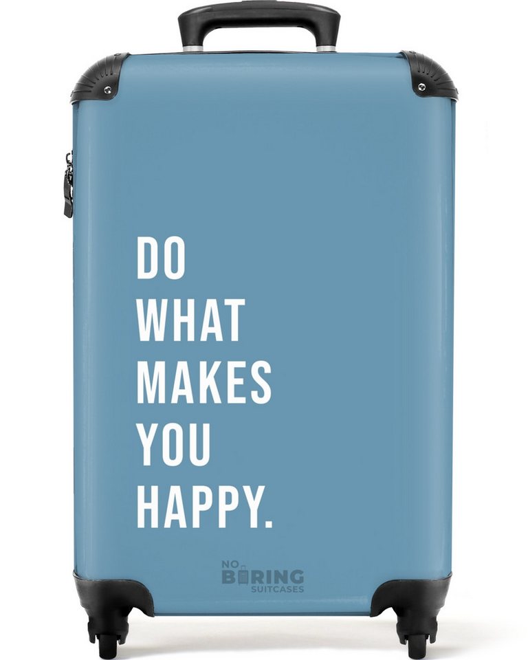 NoBoringSuitcases.com© Hartschalen-Trolley Blau mit Zitat "Tu, was dich glücklich macht". 55x35x20cm, Handgepäck Koffer & Trolleys, Luggage, Reisekoffer Frauen Bild 4