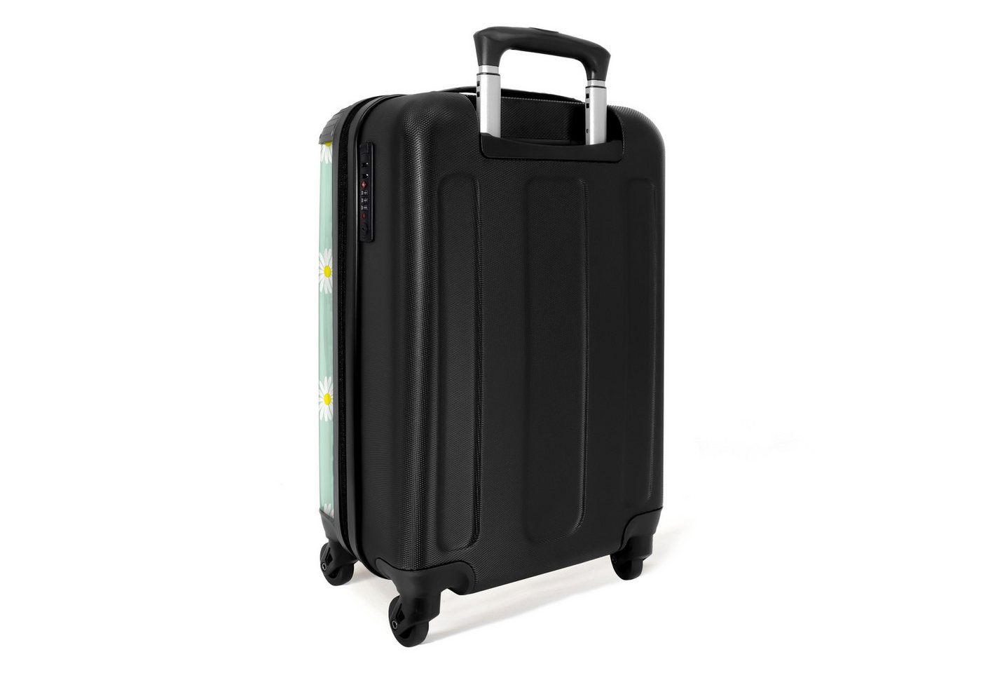 NoBoringSuitcases.com© Hartschalen-Trolley Pastellgrün mit Gänseblümchen 55x35x20cm, Handgepäck Koffer & Trolleys, Luggage, Reisekoffer Frauen