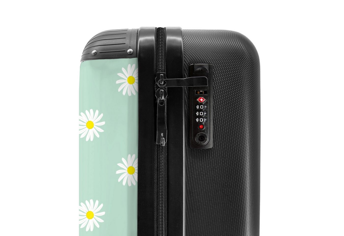 NoBoringSuitcases.com© Hartschalen-Trolley Pastellgrün mit Gänseblümchen 55x35x20cm, Handgepäck Koffer & Trolleys, Luggage, Reisekoffer Frauen Bild 2
