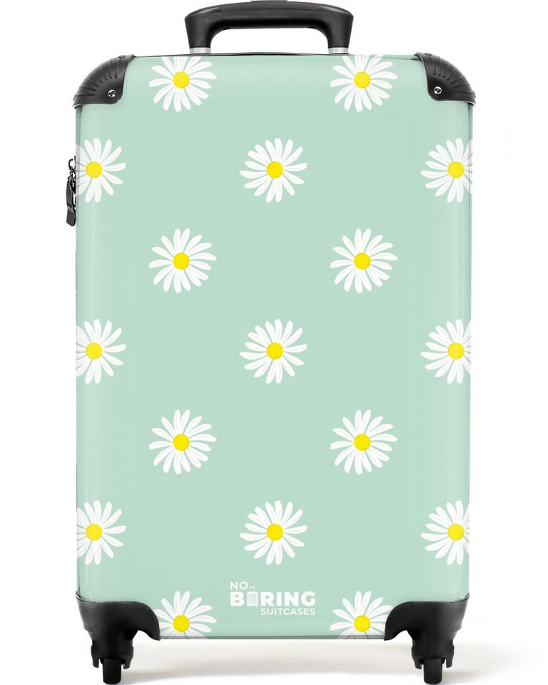 NoBoringSuitcases.com© Hartschalen-Trolley Pastellgrün mit Gänseblümchen 55x35x20cm, Handgepäck Koffer & Trolleys, Luggage, Reisekoffer Frauen Bild 5