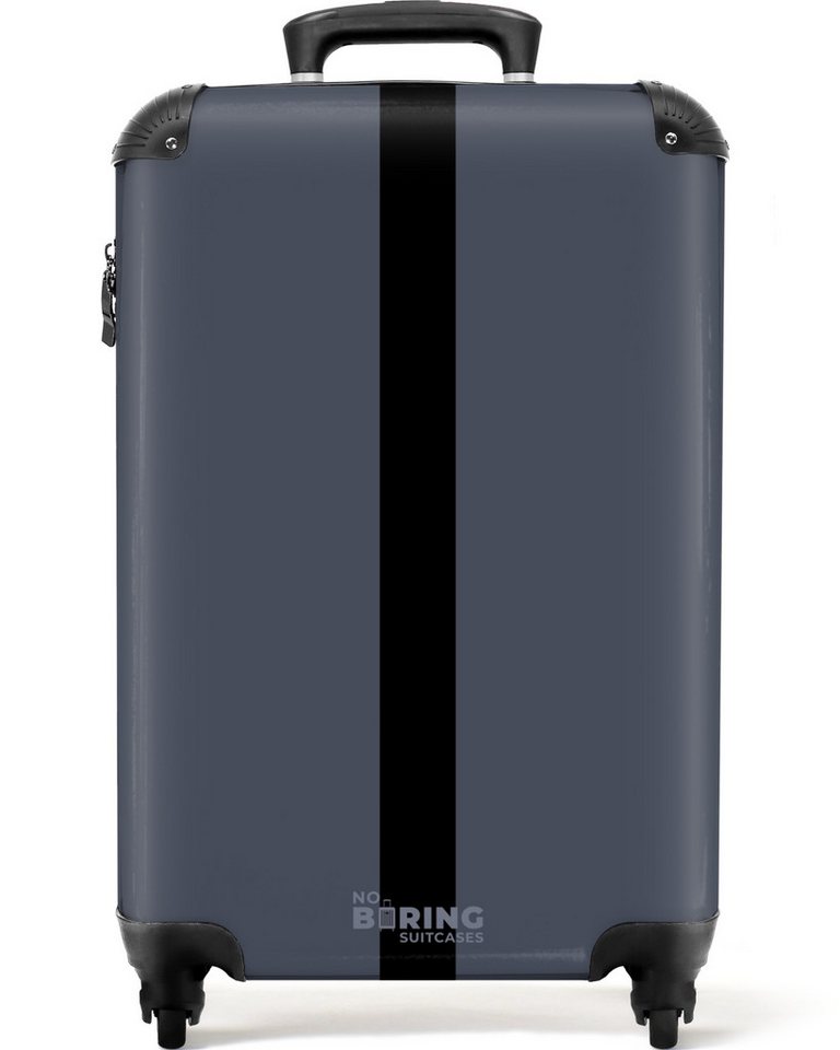 NoBoringSuitcases.com© Hartschalen-Trolley Blau mit schwarzem Streifen 55x35x20cm, 4 Rollen, Reisekoffer mit 4 Rollen, Carry on luggage, Männer