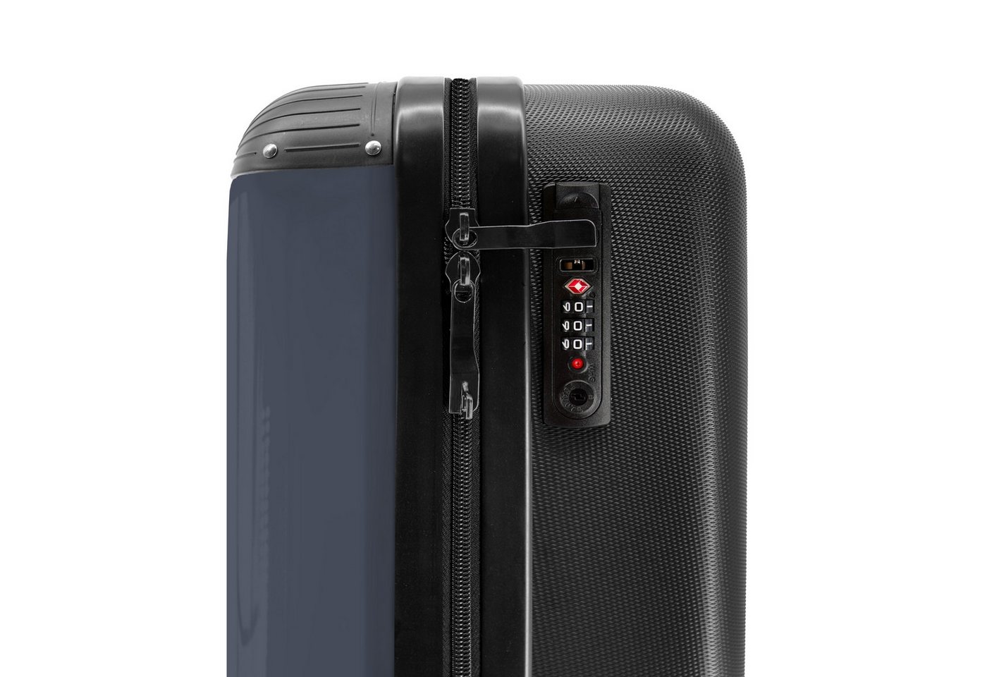 NoBoringSuitcases.com© Hartschalen-Trolley Blau mit schwarzem Streifen 55x35x20cm, 4 Rollen, Reisekoffer mit 4 Rollen, Carry on luggage, Männer Bild 2